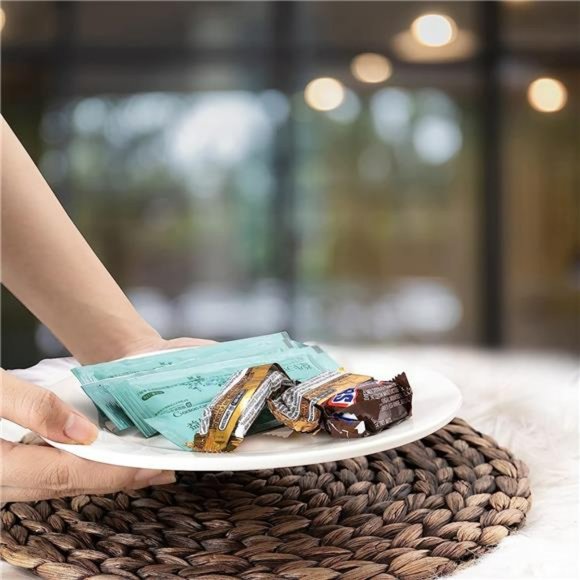 12 inches Woven Placemats Round Set of 6 with Decorative Round Holder, (Black) - Picture 7 of 7